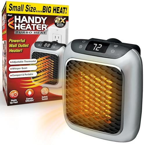 Ontel Handy Heater Turbo Heat Plug In Wall Outlet Heater, Space Heater