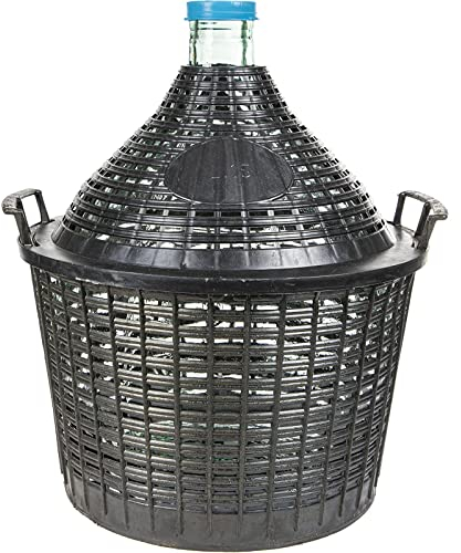 AlcoFermBrew Contenedor de Vidrio para Vino 15L con Cesta Plástica – Ideal para Fermentación