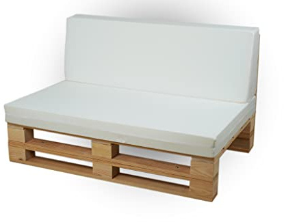 Cojines Microfibra para Sofás de Palets (Blanco, 120x80cm, Asiento + Respaldo)