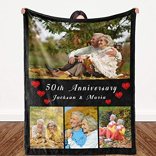 Personalisierte Decke Fotodecke mit Eigenem Foto & Text |Super Weiche Fleecedecke|Personalisierte Kuscheldecke Geschenke für Freunde Familie Freunde Kinder Jahrestag Weihnachten Halloween (4 photo)