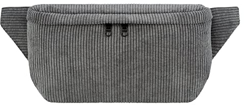 PP-Berlin Bauchtasche Cord Grau, Eckig Groß | Handgefertigt in Berlin, 100 % recycelt, vegan, 3 Fächer, verstellbarer Gurt