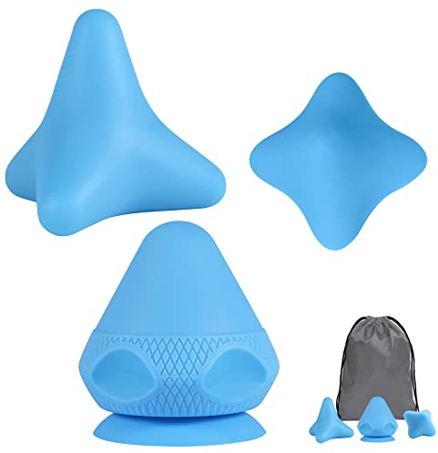 RYMALL Triggerpunkt Drücker Massagegerät 3 Stück,Schmerzfrei Drücker Set mit Saugnapf & Beutel für Muskelschmerzen und Verspannungen, Osteopressur Drücker Massager für Selbstmassage (Blau)