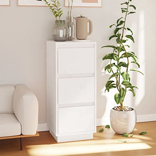 TANZEM Sideboard, Kommode Schlafzimmer, Kommoden & Sideboards, Wohnzimmerschrank, Flur Kommode, Zimmer Möbel, Weiß 32x34x75 cm Massivholz Kiefer