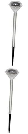 HEMOTON 2 Pièces lumières LED de voie lampes à LED solaires de jardin feux de panneaux solaires lumière LED de jardin Extérieur lampe à gazon allée lumières de diamant lampadaire