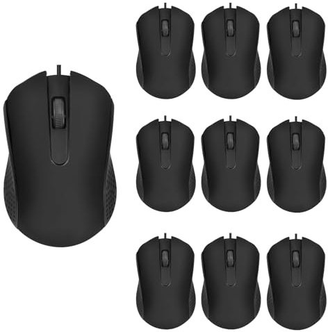 Guiheng 10-pack trådbunden mus, ergonomisk datormus, USB-trådbunden datormus för höger eller vänster hand, med hållbara klick för PC, dator, bärbar dator, stationär, Chromebook, Notebook, Mac (svart)
