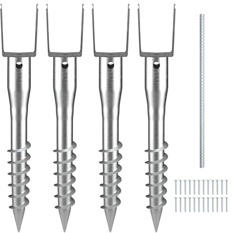 VEVOR Ancoraggio da Terra Palo da Avvitare Fai da Te, Include Bulloni a Molla Armatura, Supporto in Acciaio Resistente Forma di U, Pali di Cassette Postali e Recinzione, 100 x 70 x 700 mm, 4 Pezzo