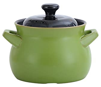 Pentola in ceramica, pentola in argilla, piano cottura, casseruola resistente al calore, pentola per zuppa, stufato, casseruola, pentola in terracotta, adatta per fornelli a induzione, verde