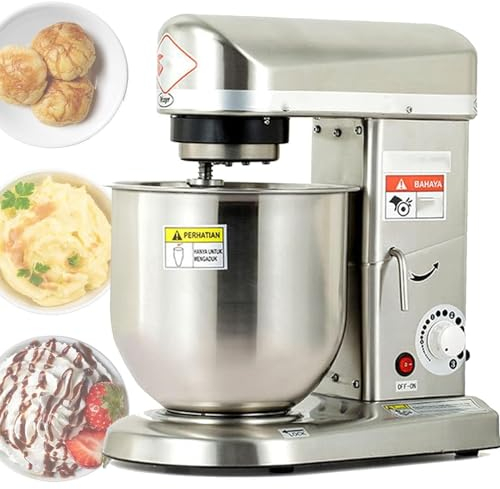 DPQYJPP Batteur sur Socle Commercial, Batteur électrique, 500W 3 Vitesses avec mélangeur électrique de Cuisine à Impulsion, mélangeur à gâteau à tête inclinable, Crochet pétrisseur,7L
