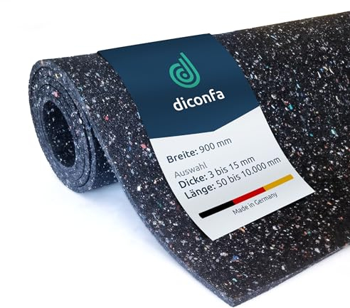 diconfa Bautenschutzmatte BREITE 900mm 90cm 0,9m WÄHLBAR ==> Dicke: 3 bis 20mm - LÄNGE: 0,05m bis 10m - Auswahl: 4,8m 480cm lang, 10mm stark - Gummimatte Meterware Gummigranulat-Matte antirutsch