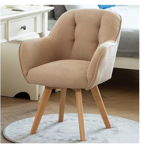 Drehsessel aus grauem Samt für kleinen Raum – stabile Holzbeine, Akzentstuhl für Esszimmer, Schreibtisch, Lounge, gepolstert, Club, Freizeit, Gästestuhl (1)