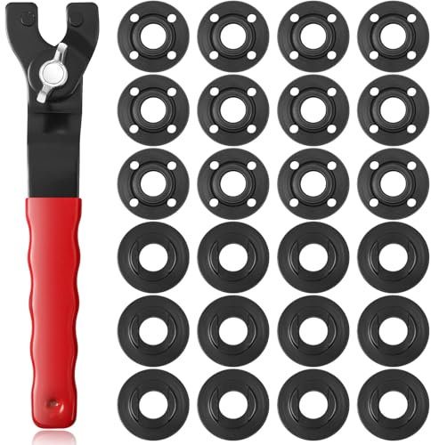 Hicarer 25 Pcs Angle Grinder Nut Angle Grinder Wrench Kit 5/8-11 Flange Metal Lock Nut Wrench Compatible with Dewalt Makita Bosch Hitachi Metabo (Red)