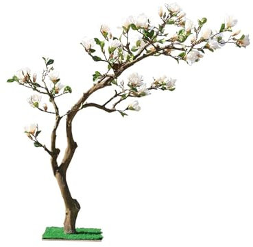 ZONABSQQ Lebensechter Kunstbaum Simulation Magnolien-Blumenbaum, großer künstlicher Baum, Seidenblumen, Baum, Bodenanordnung, Massivholzpflanze, Innen- und Außendekoration Dekorationspflanze
