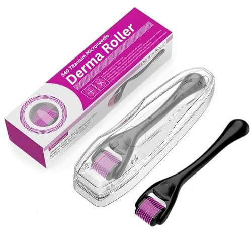 Derma Roller, 540 micro-aiguilles en titane pour soins du visage et de la peau, rouleau à micro-aiguilles pour le rajeunissement du corps, du visage et de la peau, stimule la croissance de la barbe et