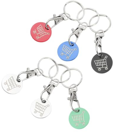 ZUNOXAZ 6pezzi Portachiavi Inossidabile Per Gettoni Di Carrello Della Spesa Facile Da Trasportare Di Monete Per Carrelli Per Uso Familiare e Shopping Quotidiano