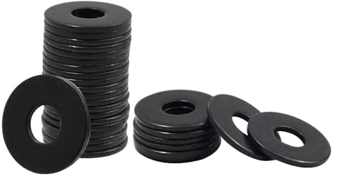 50 Pièces Rondelle M4 Acier Inoxydable Noir, Rondelles Metal Antirouille pour Vis et Boulon, Entretoise Étanchéité, Rondelles pour Gonds de Porte, Rondelles Plates pour Usage Domestique (M4 x 12 mm)