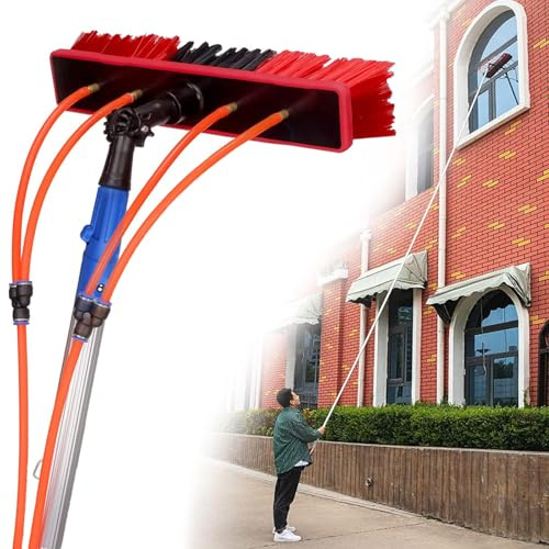 SJMDMZD 3-12m Brosse Télescopique Toiture, Tige de Nettoyage Panneau Solaire Photovoltaïque avec Tête de Brosse 35/55 cm, Perche Télescopique Nettoyage Brosse d'alimentation en Eau Kit 35CM Brush 5CM