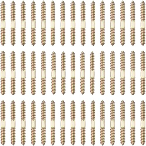 LDHHYH 50 Pack Double Ended Screws, M10x10mm Double Ended Self-Tapping Thread, Double Pointed Head Self Tapping Screws for Furniture Wood Joint Fastening