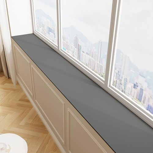 Tappetino impermeabile per davanzale della finestra del balcone, lavabile, per baia e davanzale, misura personalizzabile, protezione quattro stagioni (grigio scuro, 200 x 15 cm)