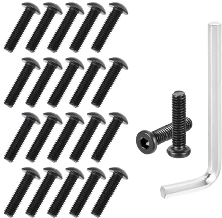 20 Stück M5 X 16 Mm Linsenkopfschrauben, M4 Schrauben, Innensechskant, Halbrundkopfschrauben, Edelstahl Schwarze Schrauben, Schrauben Schwarz Mit Innensechskantschlussel