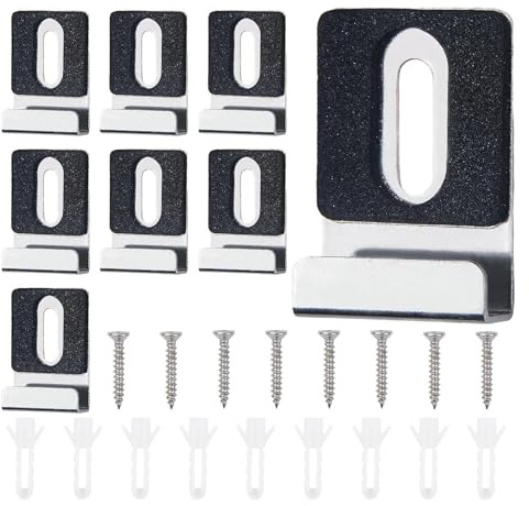 8 clip per specchio in acciaio inox, supporto per specchio da parete, clip senza cornice, cuscinetti in gomma, con viti, gancio robusto per specchio, per piastrelle, specchio pesante, morsetto in
