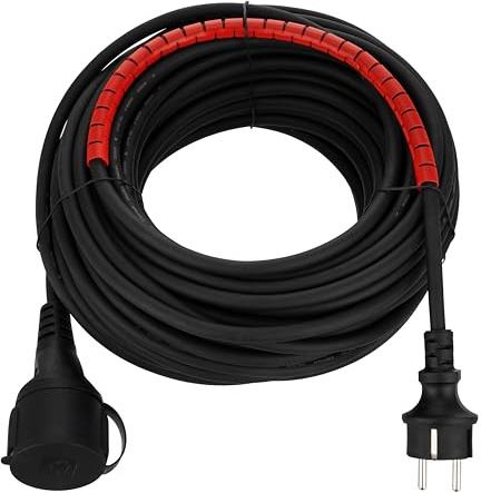 REV Verlängerungskabel 25m - mit Kabelschutz, Outdoor, 3600W, IP44, schwarz