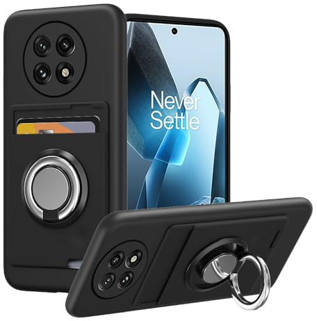 Anneey case for OnePlus 13 Phone Case with Card Holder & Ring Stand case for OnePlus 13/1+ 13 5G （2025） Cover - Black