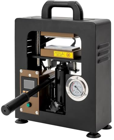 Pressa di calore, pressa idraulica manuale portatile con due piastre riscaldate, manometro, regolatore di temperatura del tempo LCD per estrazione dell'olio e tessuti stampati