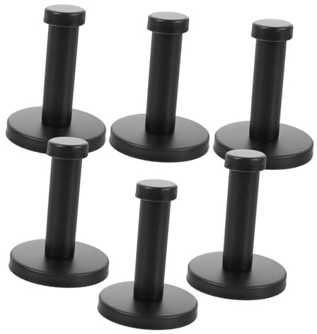 INOOMP 6 Stück Schwarze Edelstahl Wandgarderobe Haken zum Aufhängen von Mänteln und Kleidung Platzsparend und Vielseitig für Küche und Eingangsbereich 52mm
