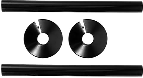 UTHCLO 2 Sets Decorative Pipe Sleeve Kit for Water Radiator Gas Pipes Sturdy Plastic Covers Matte Black Collars and Wall Coverage
