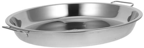 MERRYHAPY Plateau De Service en Acier Inoxydable Rond 32 Cm Poignées pour Rôtissage Et Conservation des Aliments La Cuisine Maison Multifonction