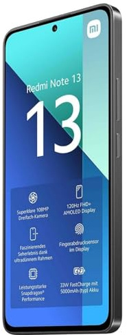 Xiaomi- Redmi Note 13 (6,67 FHD)- 6 GB 128 GB - USB Tipo C - 5000 mAh - Grigio, Accessori non inclusi (Ricondizionato)