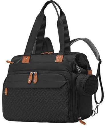 MagiDeal Zaino per pannolini con scomparto per scarpe, organizer per separazione asciutto/bagnato, borsa da viaggio portatile, custodia per ciuccio, salviette, Nero