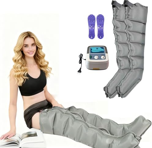 2025 Neu Lymphdrainage Gerät Beine Bei Lipödem - Kompressions-Beinmassagegerät mit 6 Luftkammern, Reduzierung Schwellungen und Müdigkeit - XL Größe (Grey, 2 legs+2 arms+1 waist)