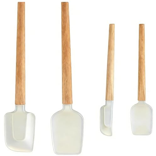 4 Stück Teigschaber Und Silikonschaber Set, 31x6 cm Schmal Küche, Silikonspachtel, für Küche Und Backen Backen, Antihaftbeschichtet und hitzebeständig zum Kochen, Eine Kleine Spatel und Eine Große
