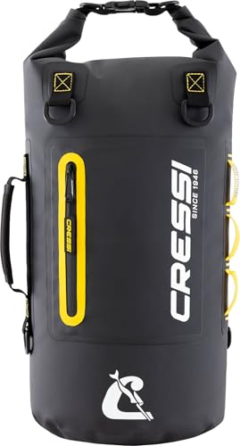 Cressi dal 1946 - Ocelot Dry Bag - Borsa Stagna Impermeabile Unisex da Mare, Barca e attività Acquatiche, Disponibile Piccola, Media e Grande, Nero/Giallo 20 L