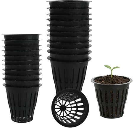 Wkjeneare 60 Piezas Malla Maceta Red Cesta Hidropónico,Hydroponic Netto Pot Macetas,Macetas De Malla Hidropónicas,para Jardín,Balcón,Hidroponía,Plantación Y Cultivo Sin Soilless