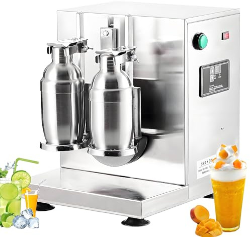 Máquina eléctrica de batido de té con leche, tazas dobles de acero inoxidable, té con leche automático y coctelera para té de burbujas, jugo, café, leche, vino