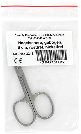 NAGELSCHERE 9 cm gebogen rostfrei 1 St