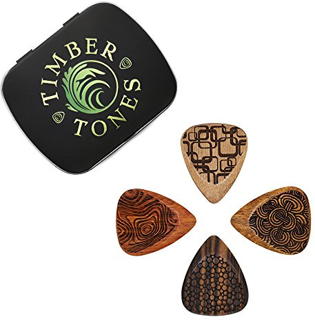 Timber Tones TTLTGT4 Laser Grip Mixed Tin of 4, Luxus Plektrum/Plektren