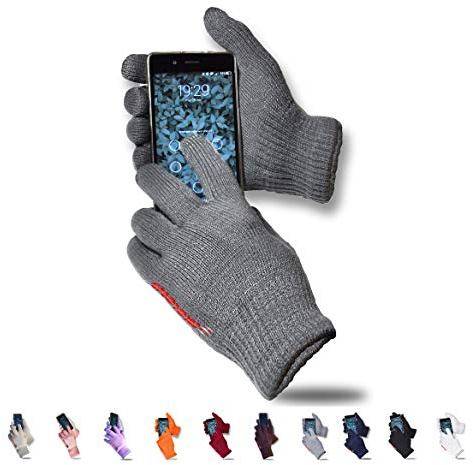 AXELENS Winter Touch Screen-handskar för män och kvinnor Mjuk och varm fleecestickad ullfleeceinteriör - för smartphones, mobiltelefoner och surfplattor Presentförpackning ingår! - MÖRKGRÅ