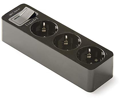 FAMATEL – Regleta 3 tomas | Enchufes con Interruptor de encendido | Sin Cable | Hasta 3680W | Protección Infantil | Orientación tomas a 45o | Evita consumos fantasma | Negro