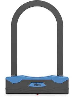 Viro | Arco Rigido, Lucchetto Bici e Moto, Sezione 16 mm, Luce Arco 25,5x10,5 cm, Monolitico Rivestito in Acciaio Zincato, Chiusura a Sfere