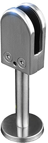 MHOME Glashalterung, Bodenhalter, Pfosten für rahmenlose Glasscheiben aus Edelstahl, Silber, Bodenmontage