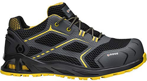 Base Protection B1004G K-Move Tela Transpirable Suela Resistente Ligero | Negro/Amarillo, 45, S1PS EN ISO 20345, Unisex, Calzado Antiestático, Poliéster, Doble Densidad, Absorción de Golpes