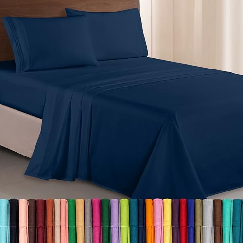 Elegant Comfort Lussuoso set di lenzuola da 4 pezzi, qualità egiziana, 1500 fili, ricamate a tre linee, morbido, qualità alberghiera, resistente alle pieghe e allo sbiadimento, misura Twin/Twin XL,