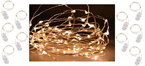 10 x 10 LEDs Draht Lichterkette zuschneidbare Drahtlichterkette SILBERDRAHT Warmweiß incl. Batterie Micro LED Lichterkette Lichterschlauch Batterie Weihnachten Licht Lichterketten Party
