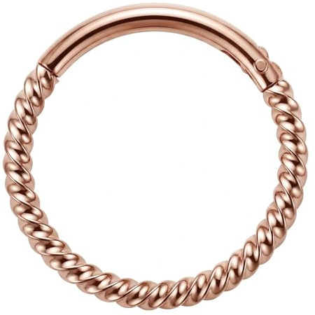 Monster Piercing Chirurgenstahl Segmentring Clicker Ring Rose Gold verdrehtes Seil 16 Gauge - 6MM Länge Piercing Ring Nase Septum Ohr Helix Tragus Piercingschmuck