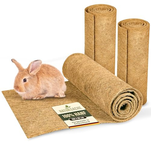 Natursache 15 Nagerteppich aus 100% Hanf, 100 x 50cm I saugstark & staubfrei I Hygienische Bodenabdeckung für Käfige & Laufställe für Kleintiere I Hanfmatten für Nager I Ideal für Gehege & Höhlen