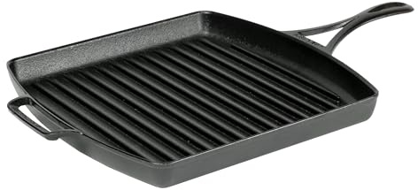 Lodge Blacklock 12 Inch Triple Seasoned Cast Iron Grill Pan - Lightweight Design - Natural, Non Stick Pans - Cast Iron Square Grill Pan - Lasts 100 Years