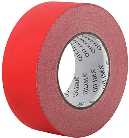 QILIMA Gaff Tape Noir Ruban adhésif imperméable Rouge 50mm x 55m | Ruban Adhésif Toilé Gaffers Tape pour Câbles, Photographie